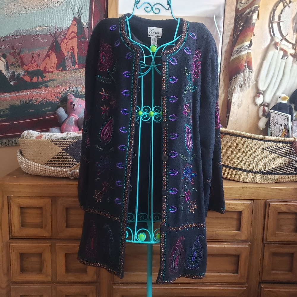 Beautiful long wool embroidered jacket